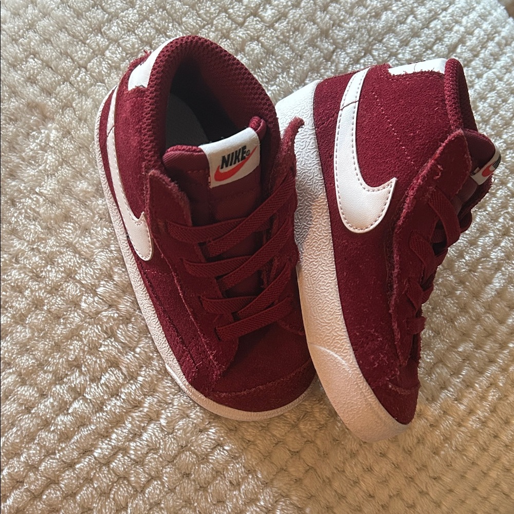 Nike Kids Burgundy and White Sneakers